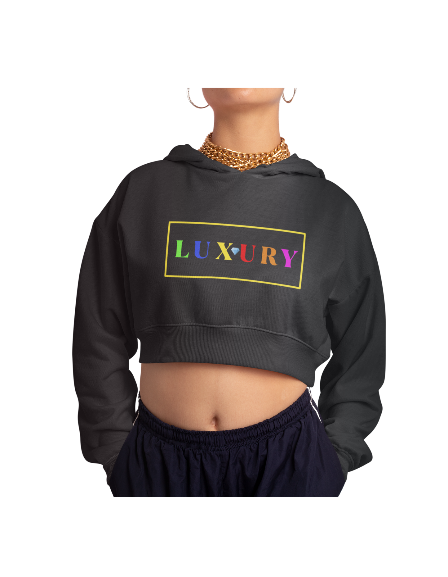 Krazyrychvybes Women's luxury Graphic Crop Hoodie